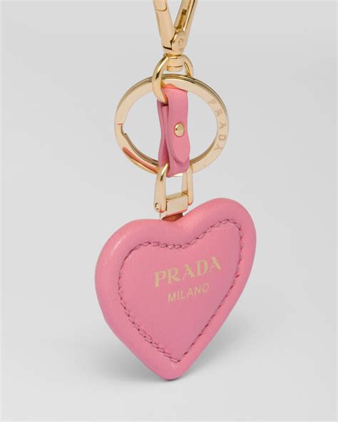 prada mink heart fur keyring pink and red|Geranium Pink Nappa Leather Key Ring .